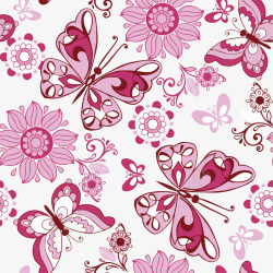 彩色蝴蝶花卉背景矢量图素材
