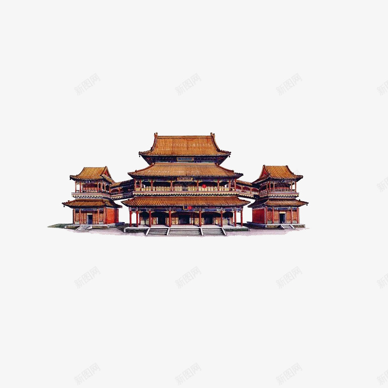 中国建筑水墨画png免抠素材_88icon https://88icon.com 中国 古风 城池 建筑 水墨