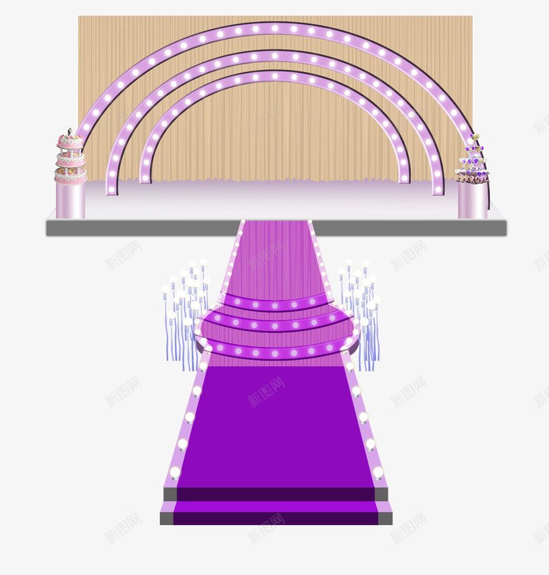 舞台背景png免抠素材_88icon https://88icon.com 地毯 婚礼 紫色 舞台