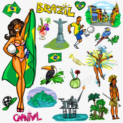 足球王国巴西美女矢量图高清图片