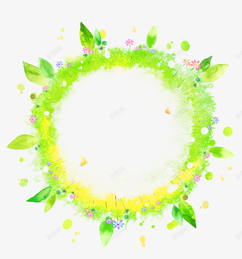 绿色夏日植物手绘边框psd免抠素材_88icon https://88icon.com 创意 圆形 夏日 手绘 植物 绿色 边框