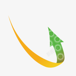 黄绿色圆圈印花曲线箭头素材