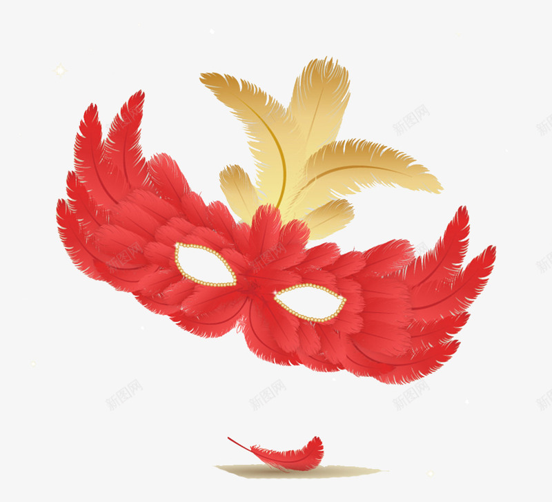 羽毛面具png免抠素材_88icon https://88icon.com 红色 美女 羽毛 面具