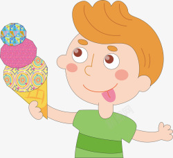 吃冰淇淋的孩子素材