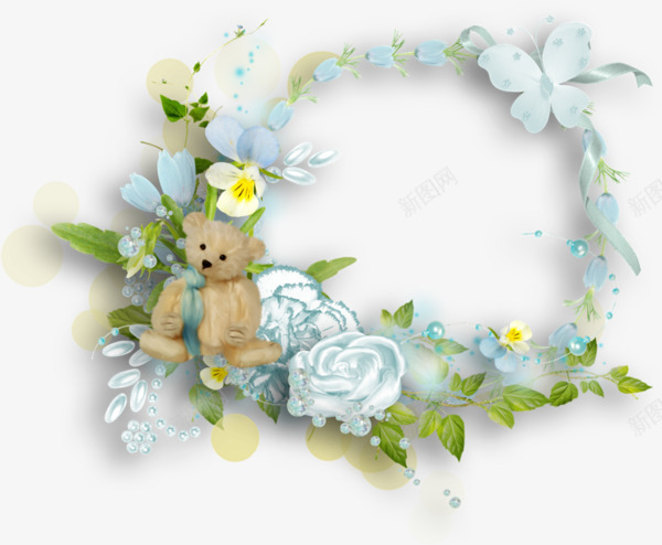 创意合成效果白色的花卉绿色的植物圆形边框png免抠素材_88icon https://88icon.com 创意 合成 圆形 效果 植物 白色 绿色 花卉 边框