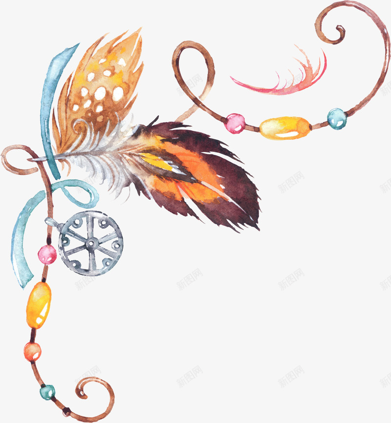 手绘吊坠png免抠素材_88icon https://88icon.com 吊坠 宝石 手绘 绳子 羽毛