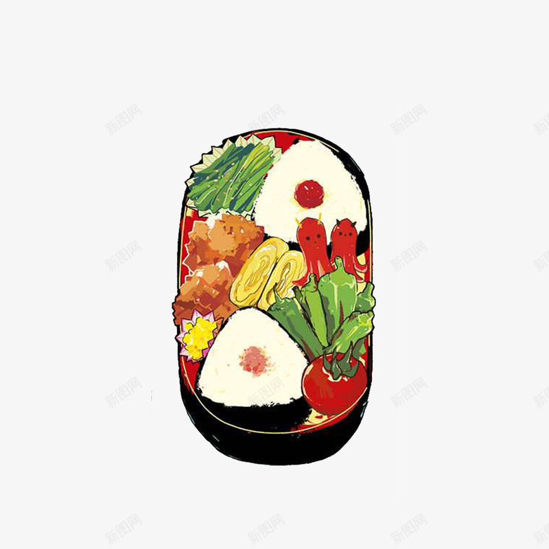 卡通手绘盒饭png免抠素材_88icon https://88icon.com 卡通便当 卡通插画 卡通盒饭 好看的美食 西红柿 香肠 鸡蛋卷