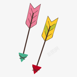 卡通彩色的羽毛弓箭素材