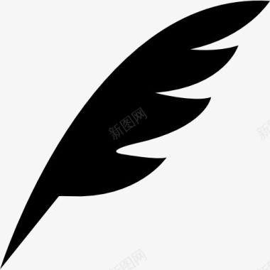 笔羽毛黑色对角形状的鸟翅图标图标