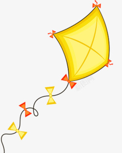 飞着黄色风筝卡通手绘蝴蝶结高清图片