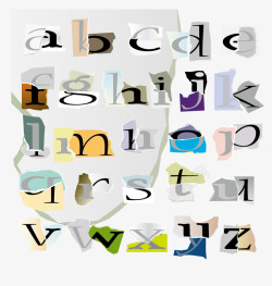碎纸片拼成的字母素材
