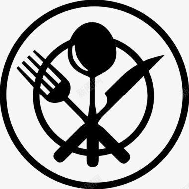 无毒餐具餐具碎片在圆板上观图标图标