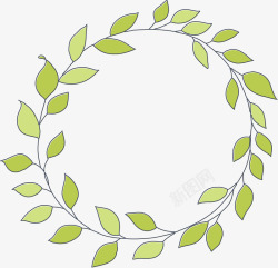 绿色叶子圆形花环花边素材