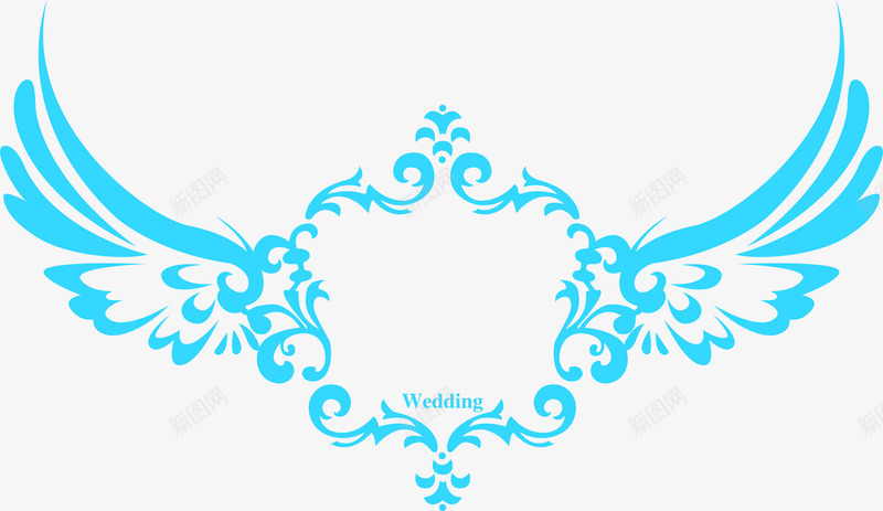 蓝色简约花纹婚礼png免抠素材_88icon https://88icon.com 婚礼 简约 花纹 蓝色