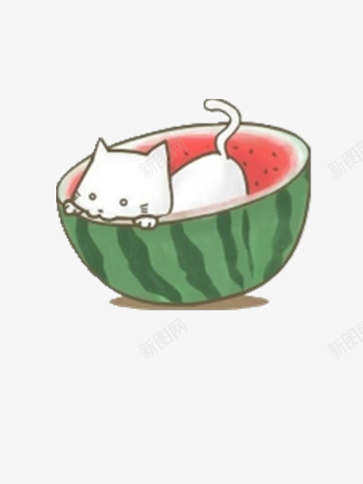 西瓜里的猫png免抠素材_88icon https://88icon.com 卡通 猫 西瓜