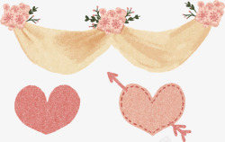 浪漫粉红色婚礼装饰矢量图素材