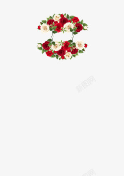 红色白色玫瑰花花束矢量图素材