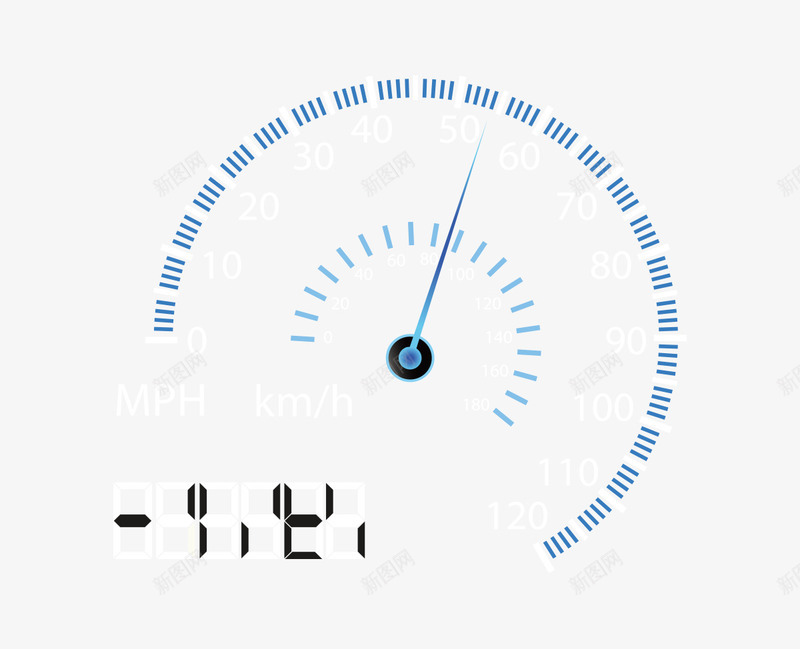 里程指针蓝色油表png免抠素材_88icon https://88icon.com 圆形 时钟刻度 蓝色 表盘
