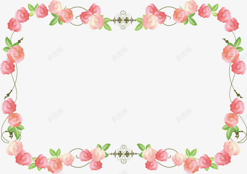 粉色玫瑰背景png免抠素材_88icon https://88icon.com 玫瑰花 粉色背景 边框