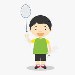 卡通羽毛球运动员少年素材