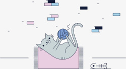 玩毛线的小猫矢量图素材