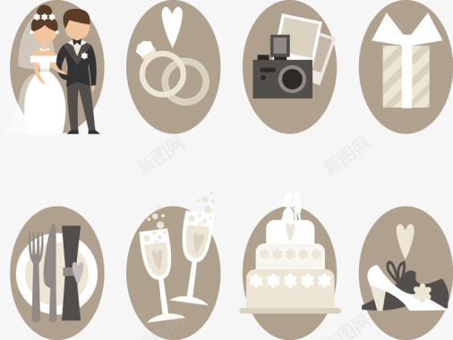 酒杯婚礼图标矢量图图标