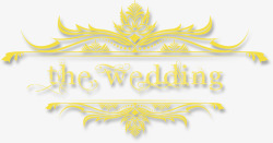 黄色花纹婚礼标签素材