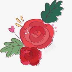 漂亮的手绘玫瑰花简图素材