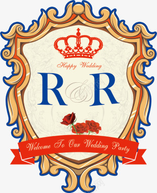 皇冠花朵婚礼logo图标图标