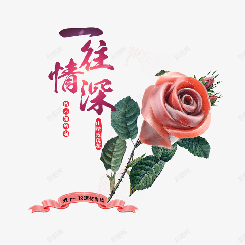 一往情深psd免抠素材_88icon https://88icon.com 双十一促销 玫瑰花 玫瑰花双十一