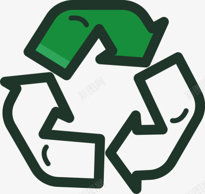 绿色手绘循环利用元素图标图标