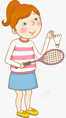 黄色羽毛球打羽毛球的女孩高清图片