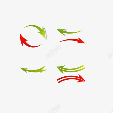 红色绿色曲线箭头图标图标