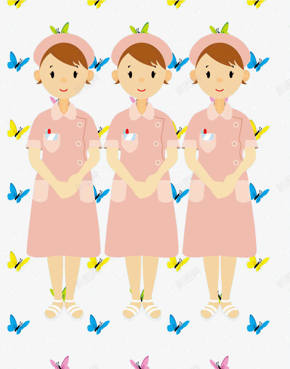 护士装饰png免抠素材_88icon https://88icon.com 卡通手绘 护士节 护士节插画 漂亮护士 白衣天使 蝴蝶