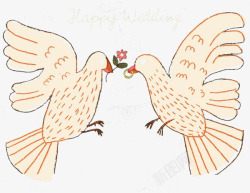 手绘鸽子婚礼卡片素材