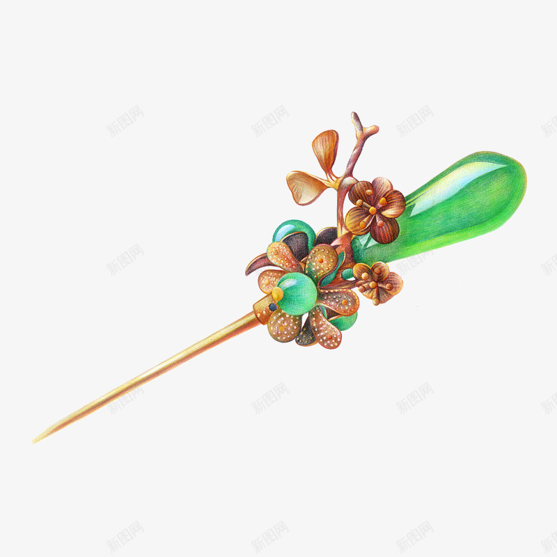 手绘彩铅发簪png免抠素材_88icon https://88icon.com 中国风 发簪 发饰 古风 宝石 彩铅 手绘 手绘发簪 插画 簪子 花朵