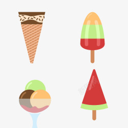 巧克力冰淇凌西瓜冰棍三色球雪糕素材