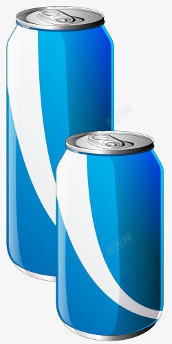 蓝色可乐锡制易拉罐矢量图素材