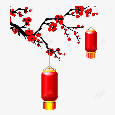 红色梅花灯笼手绘png免抠素材_88icon https://88icon.com 古风 手绘 新年 灯笼 红色梅花