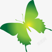 绿色卡通亮光蝴蝶素材