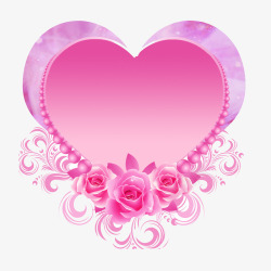 粉色心形玫瑰花素材