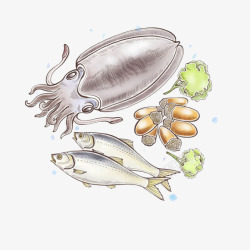 大章鱼丰盛的海鲜餐素材