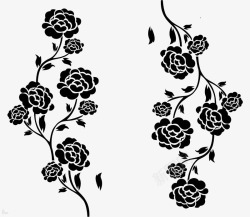 黑玫瑰手绘装饰素材