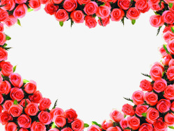 红色鲜花玫瑰爱心边框素材