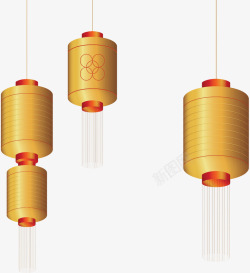 金色中国古风灯笼矢量图素材