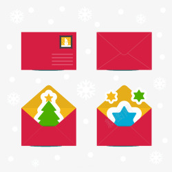 4款红色圣诞节信件素材