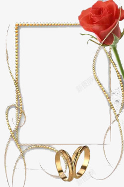 珠子项链边框玫瑰花装饰素材