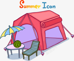 夏季露营卡通夏季露营图标高清图片
