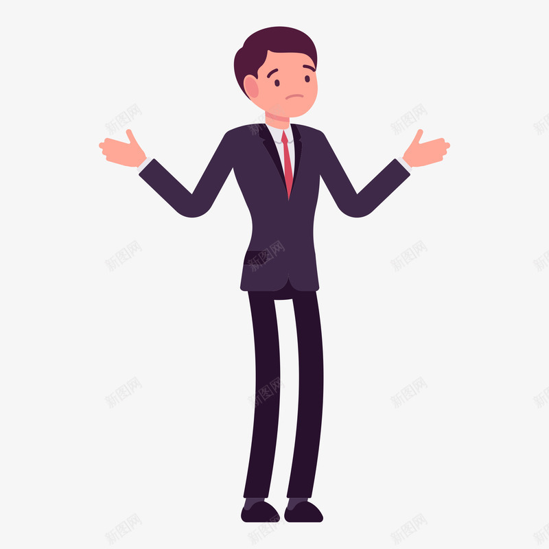 卡通版无可奈何的男子png免抠素材_88icon https://88icon.com 卡通人物 卡通手绘 商务人员 红领带 装饰图 西装
