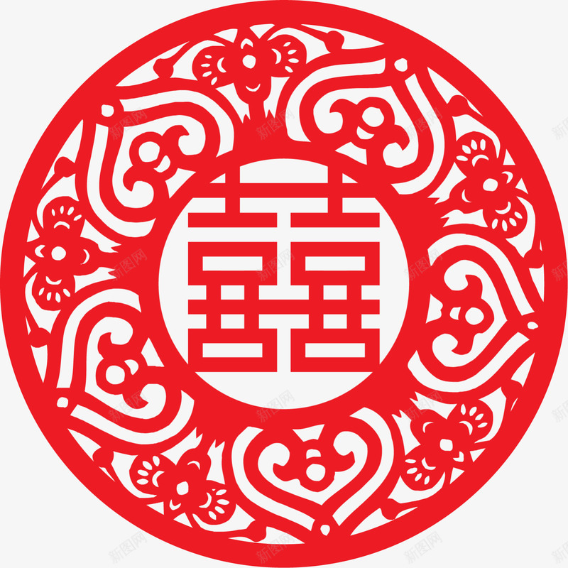 红色中国风双喜剪纸png免抠素材_88icon https://88icon.com 剪纸 双喜 婚庆 婚礼 浪漫 爱情 红色墙贴